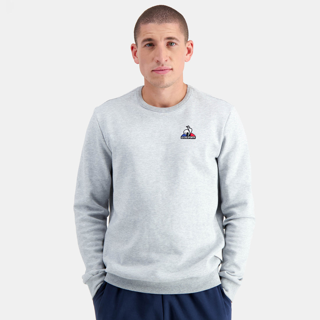 2310559-ESS Crew Sweat N°4 M gris chiné clair | Sweat col rond Homme