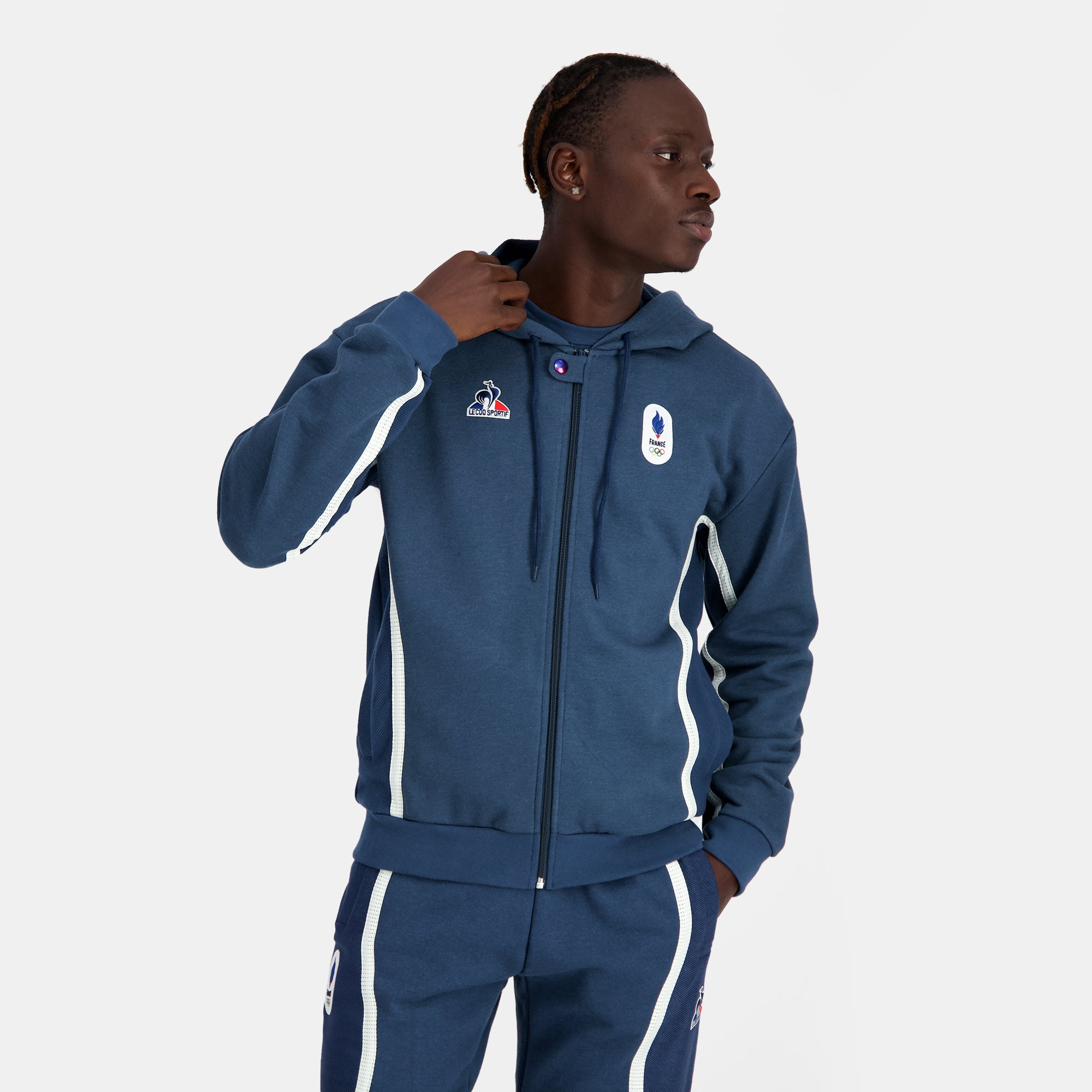 2410123-EFRO 24 FZ Hoody N°2 M insignia blue  | Felpa Con Cappuccio Con Zip Uomo