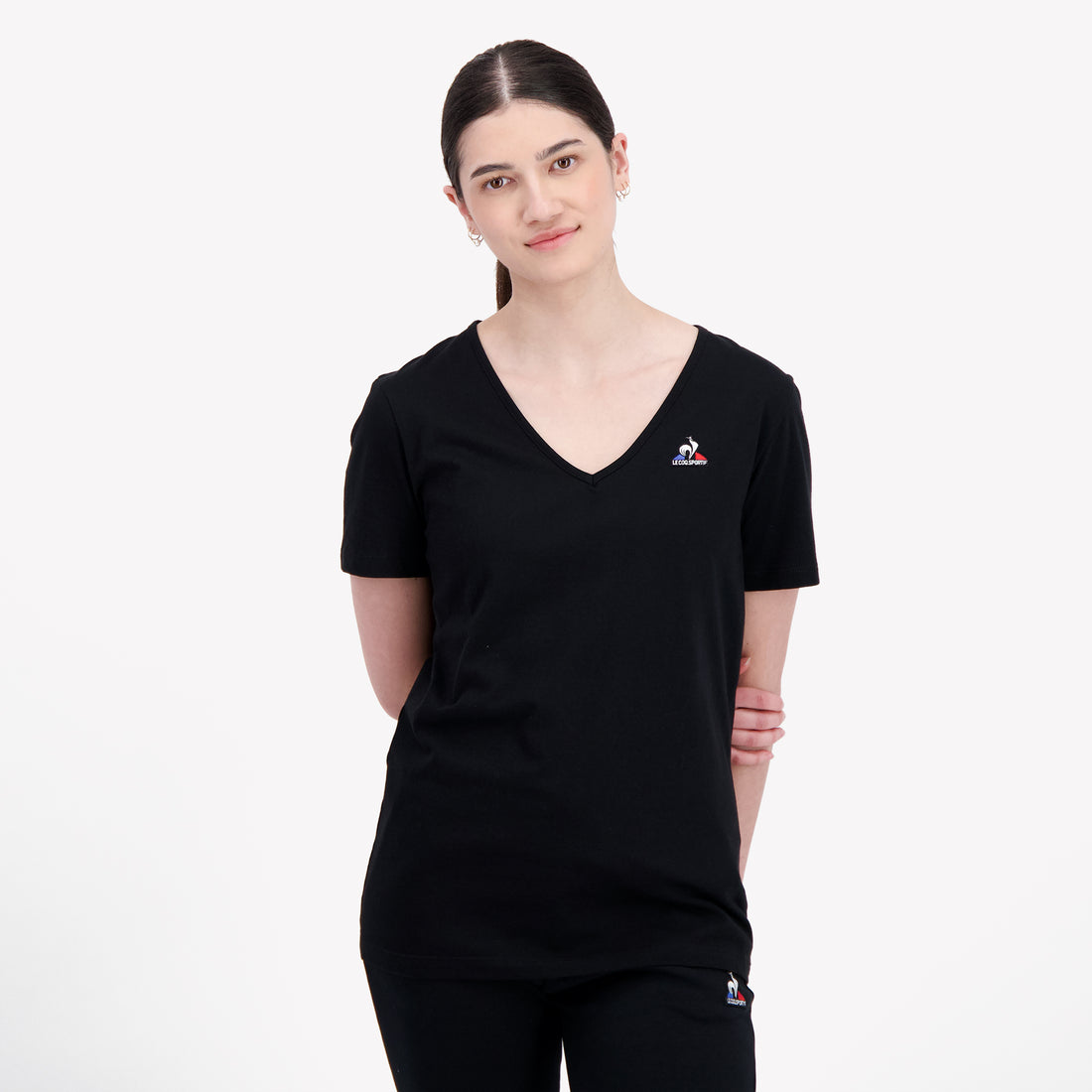 2220568-ESS Tee SS Col V N°1 W black  | T-Shirt for women