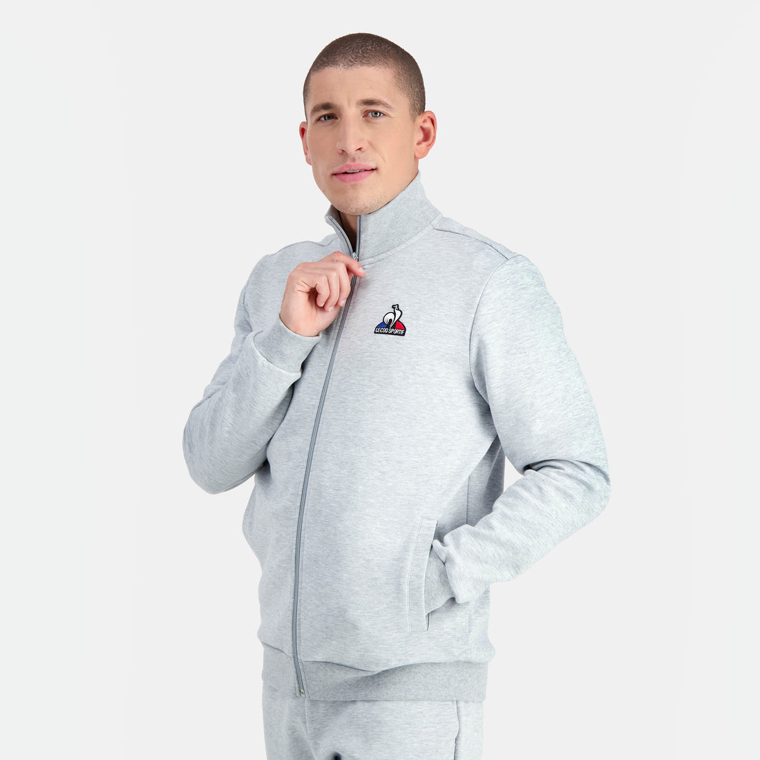 2310563-ESS FZ Sweat N°4 M gris chiné clair  | Zip-Up Sweatshirtshirt for men
