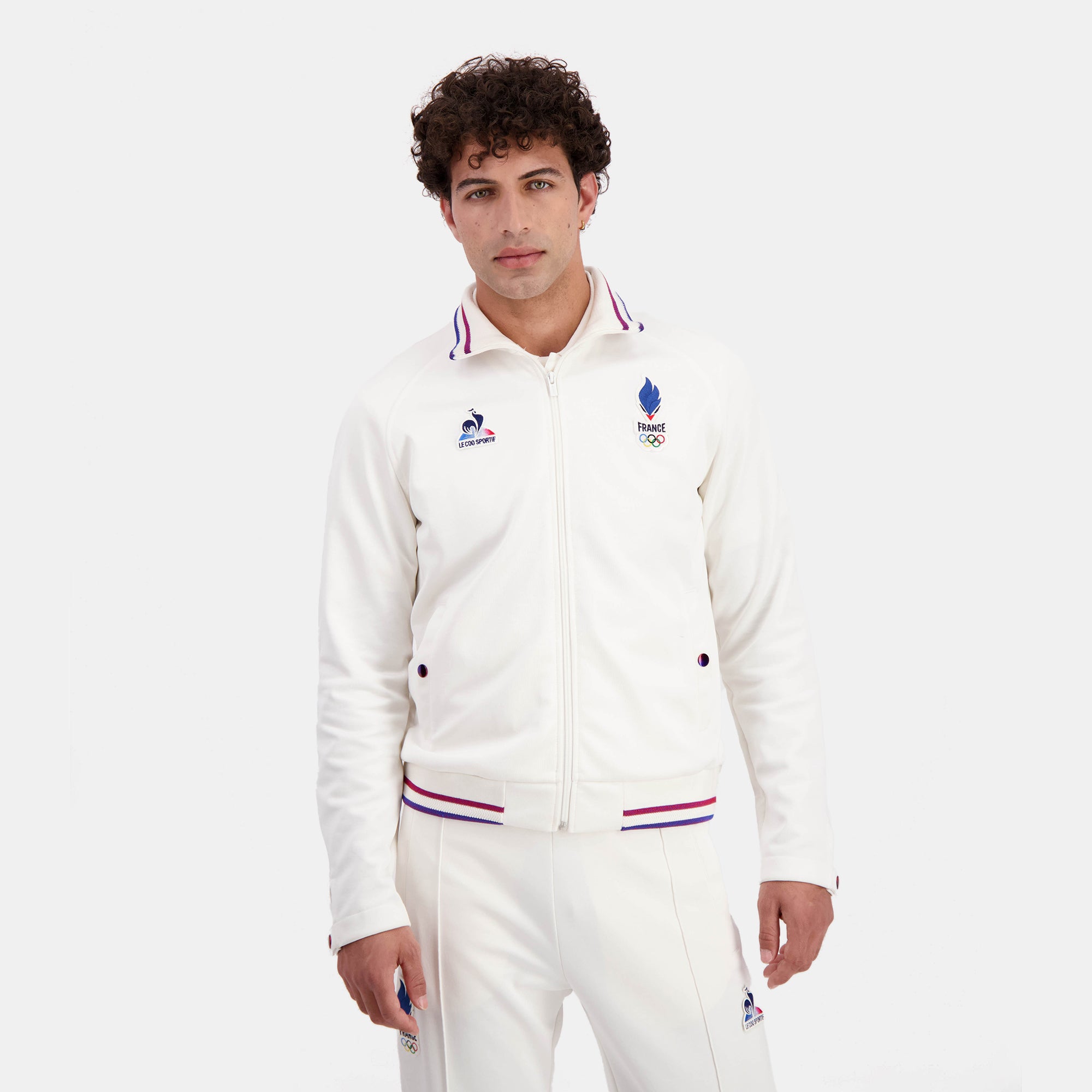 2410060-EFRO 24 FZ Sweat N°1 M écru  | Zip-Up Sweatshirtshirt for men