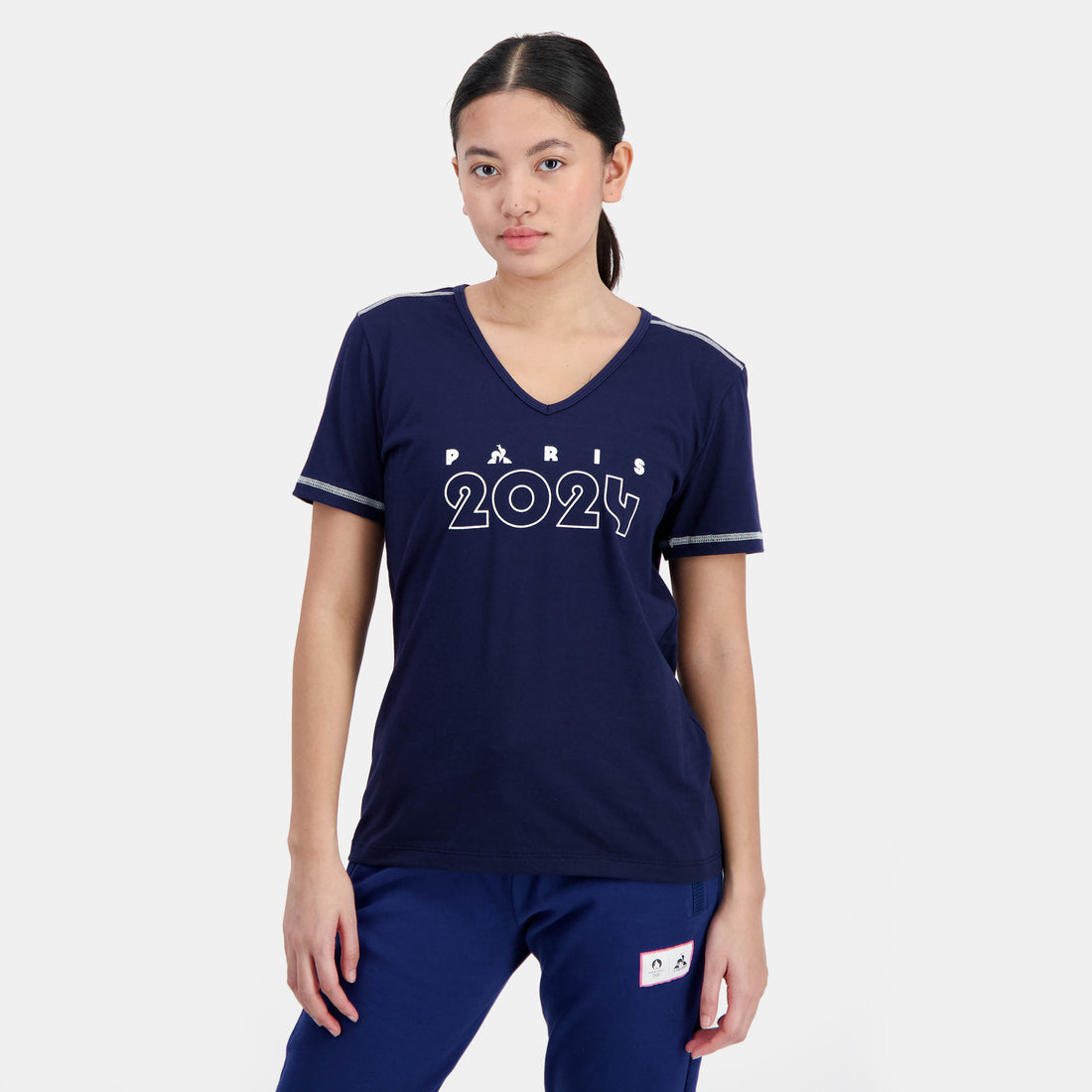 2410584-GRAPHIC P24 Tee SS Col V N°1 W bleu nuit  | Camiseta Mujer